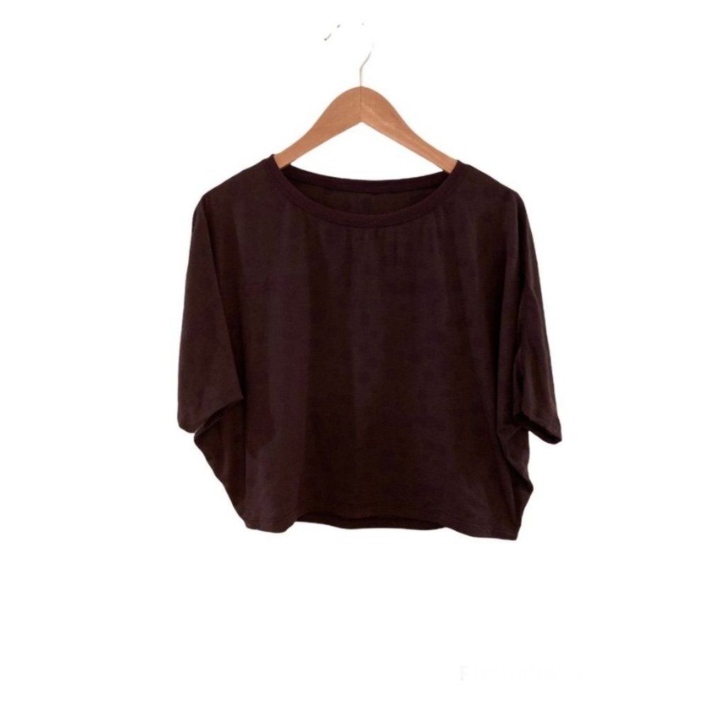 LULULEMON Go Om Short Sleeve Tee- Mini Ghost Weave Burnout Black Cherry